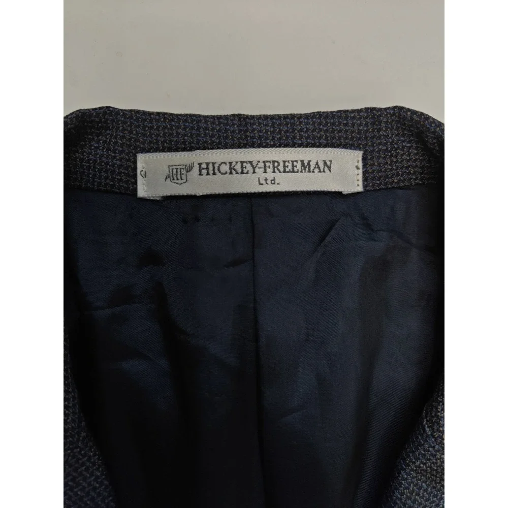 Hickey Freeman Mens Wool Sports Coat 42L Blue Beige Made in USA 3 Button M502